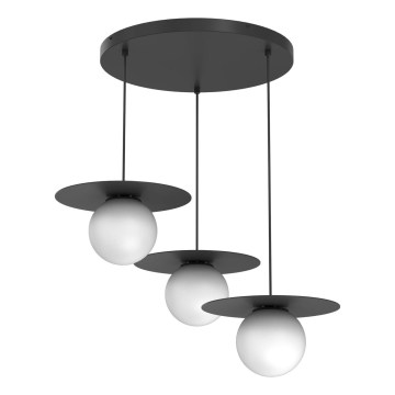 Suspension sur câble FLAT 3xE27/15W/230V noire