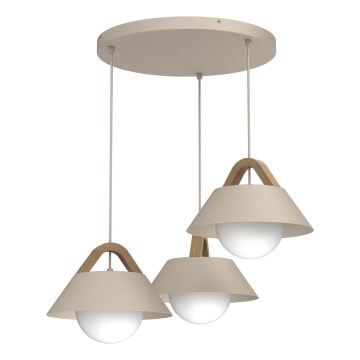 Suspension sur câble FUNDA 3xE27/15W/230V beige