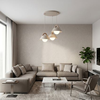 Suspension sur câble FUNDA 3xE27/15W/230V beige