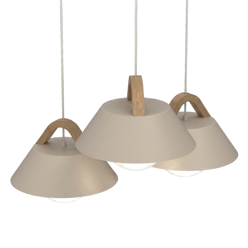 Suspension sur câble FUNDA 3xE27/15W/230V beige