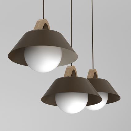 Suspension sur câble FUNDA 3xE27/15W/230V marron
