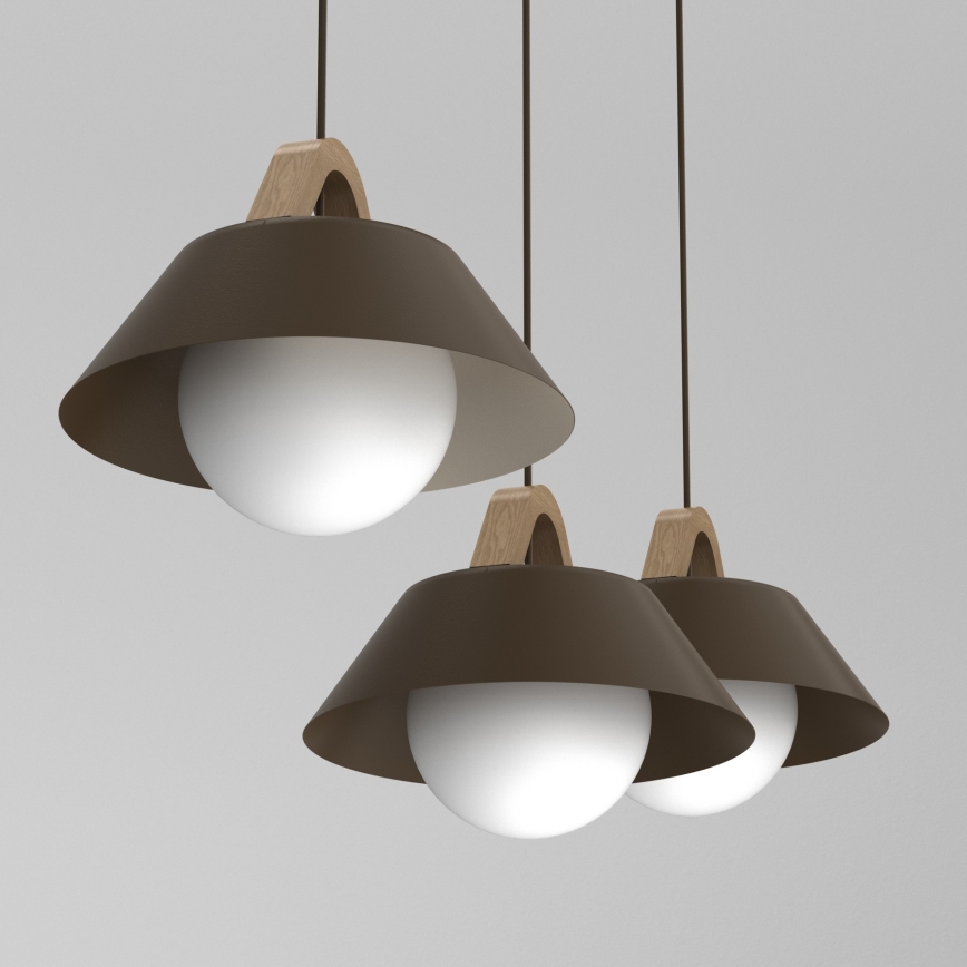 Suspension sur câble FUNDA 3xE27/15W/230V marron
