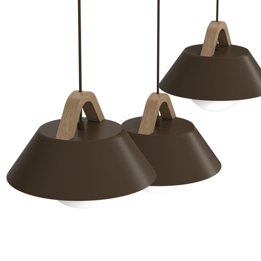 Suspension sur câble FUNDA 3xE27/15W/230V marron