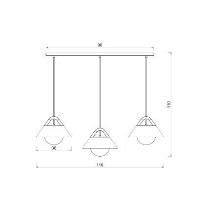 Suspension sur câble FUNDA 3xE27/15W/230V marron