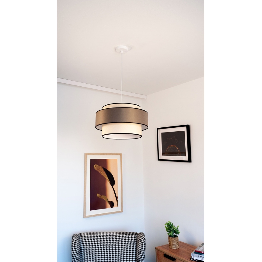 Suspension sur câble GRACE 1xE27/60W/230V Ø 40 cm, crème/gris