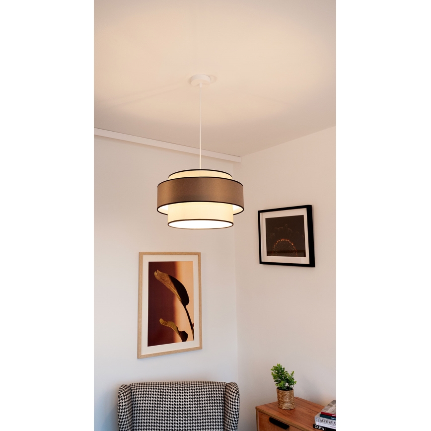 Suspension sur câble GRACE 1xE27/60W/230V Ø 40 cm, crème/gris