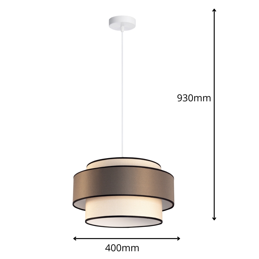 Suspension sur câble GRACE 1xE27/60W/230V Ø 40 cm, crème/gris