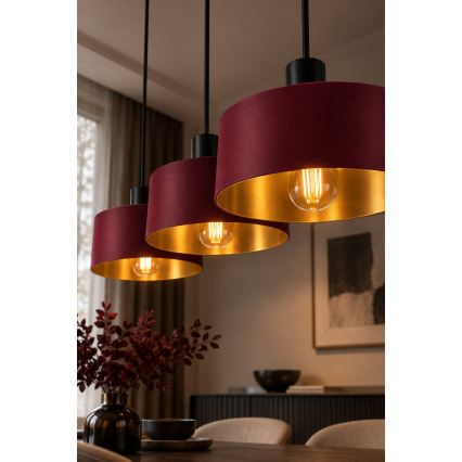 Suspension sur câble HAKI 3xE27/60W/230V bordeaux/noir