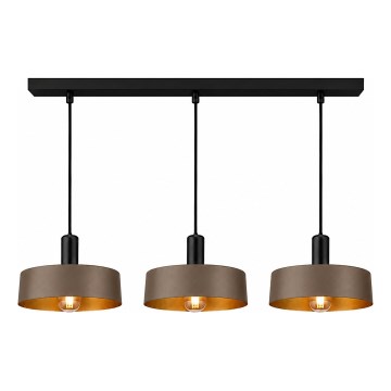 Suspension sur câble HAKI 3xE27/60W/230V marron/noir