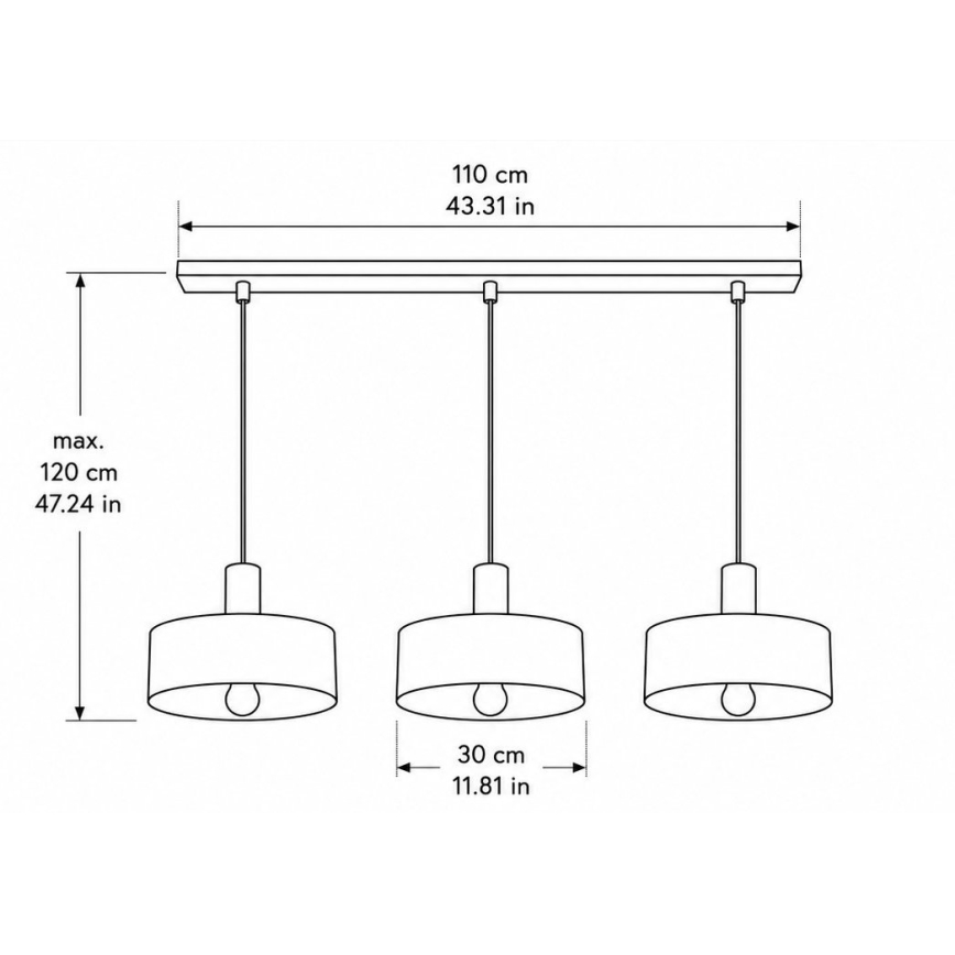 Suspension sur câble HAKI 3xE27/60W/230V marron/noir
