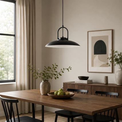 Suspension sur câble HATTORI 1xE27/15W/230V noire