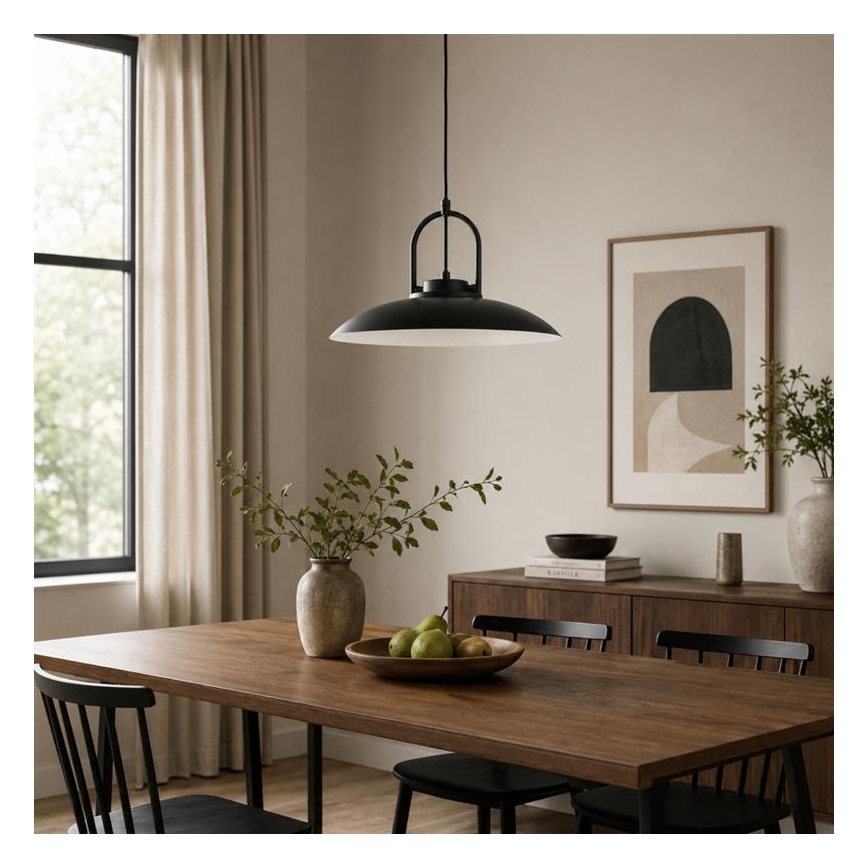 Suspension sur câble HATTORI 1xE27/15W/230V noire