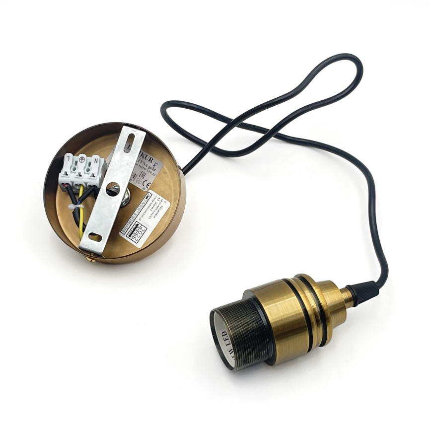 Suspension sur câble HECTOR 1xE27/15W/230V blanc/laiton diam. 30 cm