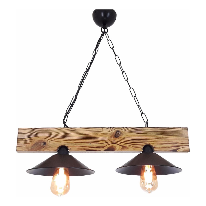 Suspension sur câble HEPSI 2xE27/40W/230V, finition sapin / noyer