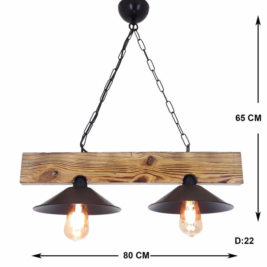 Suspension sur câble HEPSI 2xE27/40W/230V, finition sapin / noyer