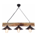 Suspension sur câble HEPSI 3xE27/40W/230V, finition épicéa et noyer