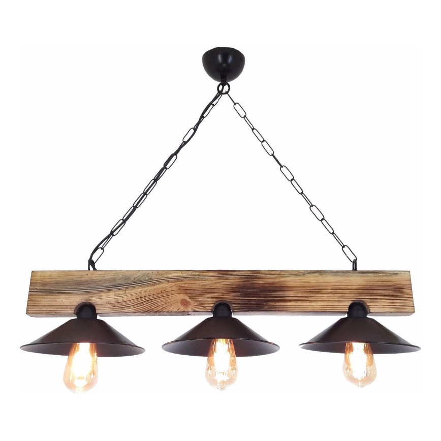 Suspension sur câble HEPSI 3xE27/40W/230V, finition épicéa et noyer