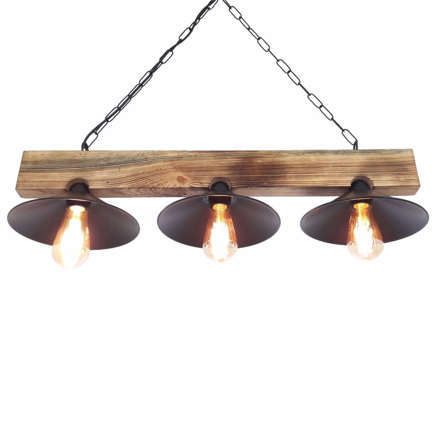 Suspension sur câble HEPSI 3xE27/40W/230V, finition épicéa et noyer