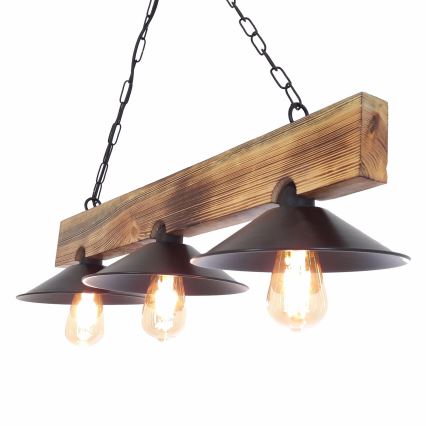 Suspension sur câble HEPSI 3xE27/40W/230V, finition épicéa et noyer