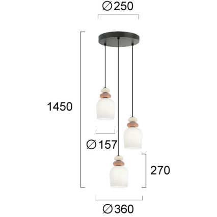 Suspension sur câble HILDA 3xE14/40W/230V noir/marron