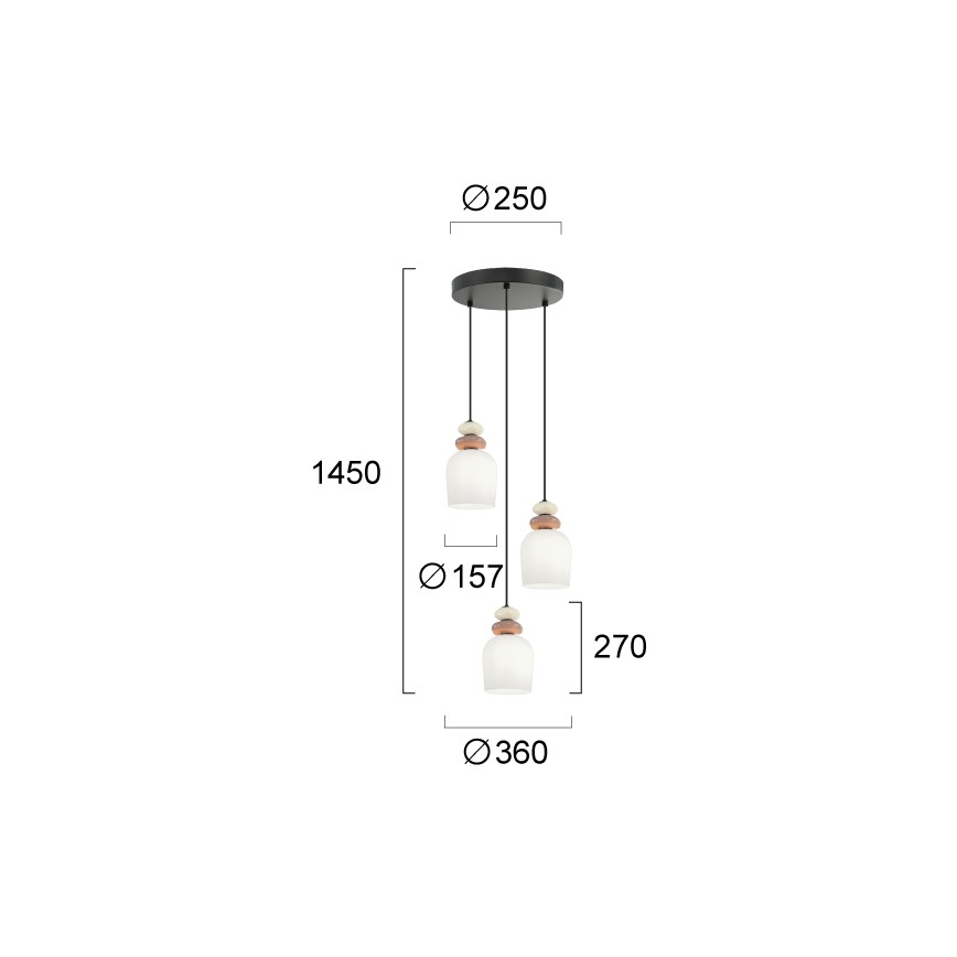 Suspension sur câble HILDA 3xE14/40W/230V noir/marron