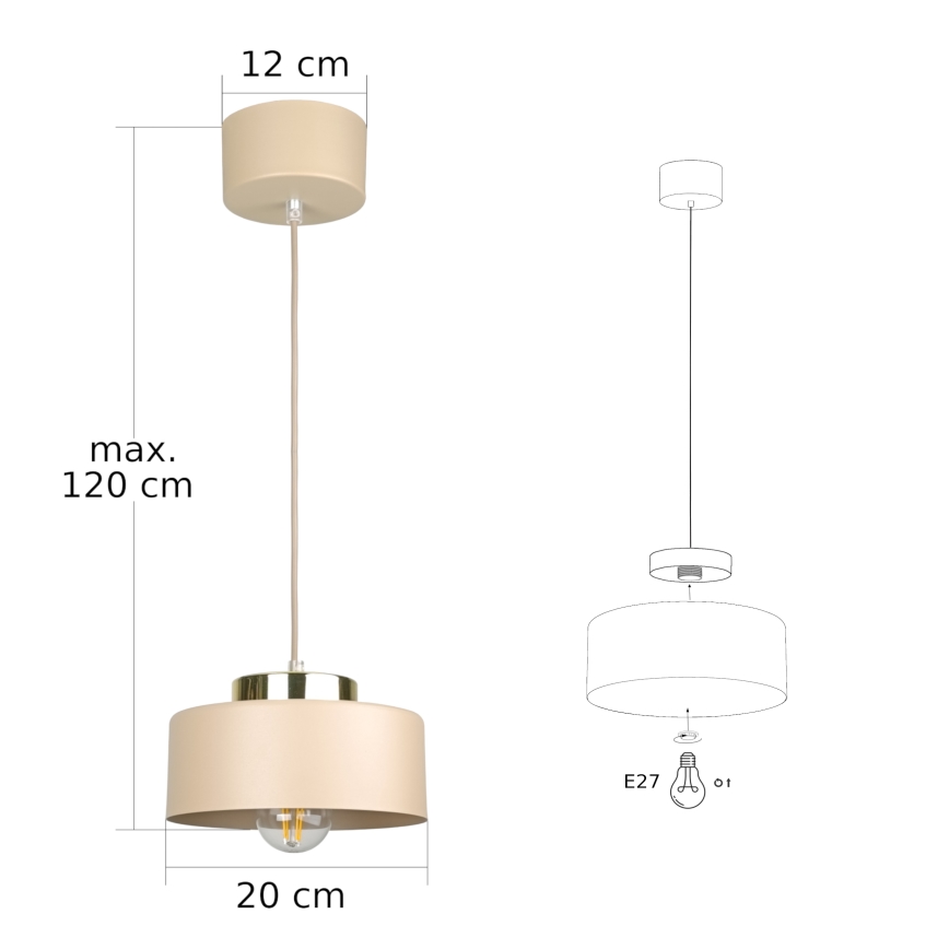 Suspension sur câble IGNIA 1xE27/60W/230V taupe