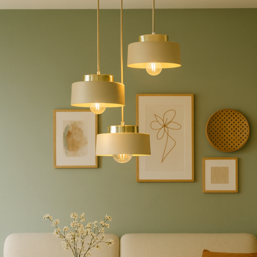 Suspension sur câble IGNIA 3xE27/60W/230V beige/doré