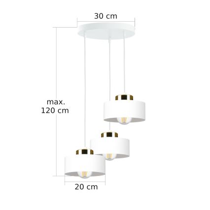Suspension sur câble IGNIA 3xE27/60W/230V blanche
