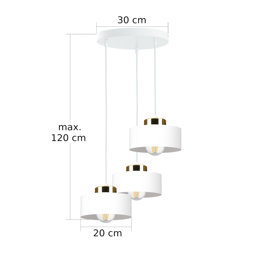 Suspension sur câble IGNIA 3xE27/60W/230V blanche