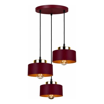 Suspension sur câble IGNIA 3xE27/60W/230V bordeaux/doré