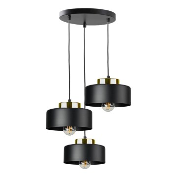 Suspension sur câble IGNIA 3xE27/60W/230V noir/doré