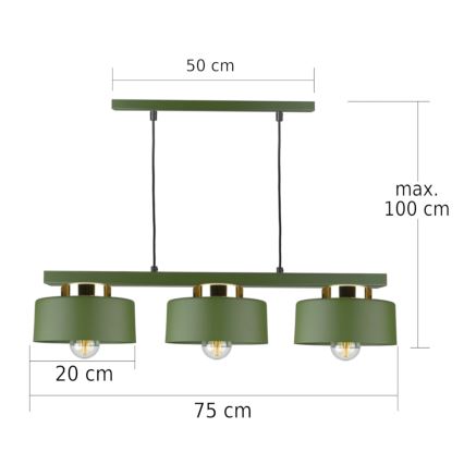 Suspension sur câble IGNIA 3xE27/60W/230V vert