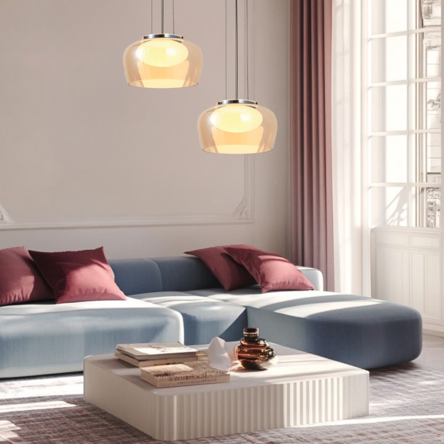 Suspension sur câble INSIEME 1xGX53/10W/230V Ø 35 cm beige fumé