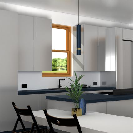 Suspension sur câble JOKER 1xGU10/25W/230V bleu/doré