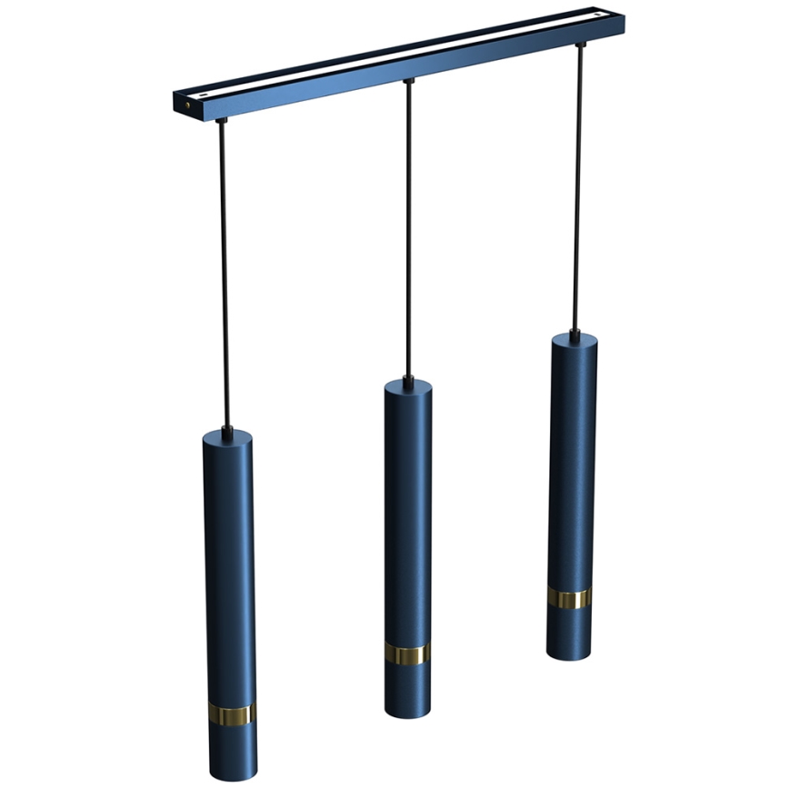 Suspension sur câble JOKER 3xGU10/25W/230V bleu/doré