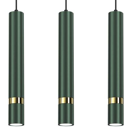 Suspension sur câble JOKER 3xGU10/25W/230V vert/doré