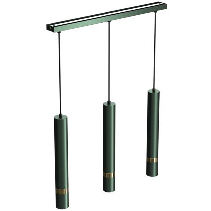 Suspension sur câble JOKER 3xGU10/25W/230V vert/doré