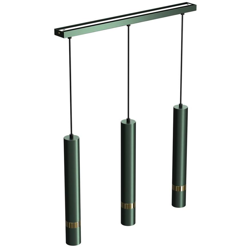 Suspension sur câble JOKER 3xGU10/25W/230V vert/doré