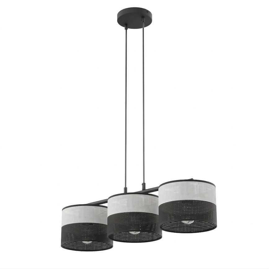 Suspension sur câble KARBON 3xE27/15W/230V noir/gris