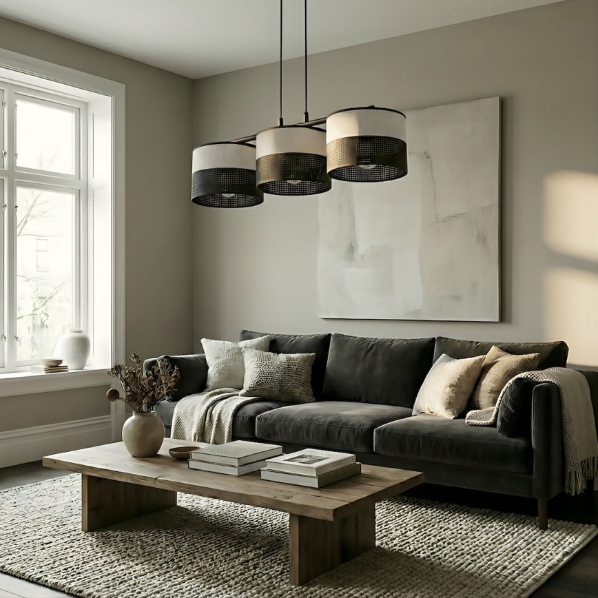 Suspension sur câble KARBON 3xE27/15W/230V noir/gris
