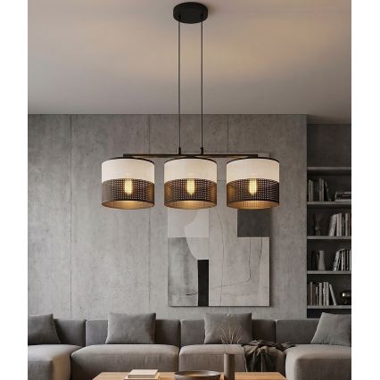 Suspension sur câble KARBON 3xE27/15W/230V noir/gris