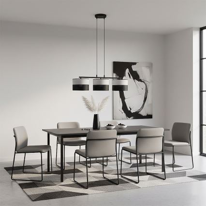 Suspension sur câble KARBON 3xE27/15W/230V noir/gris