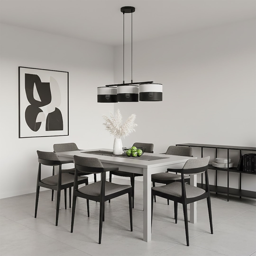 Suspension sur câble KARBON 3xE27/15W/230V noir/gris