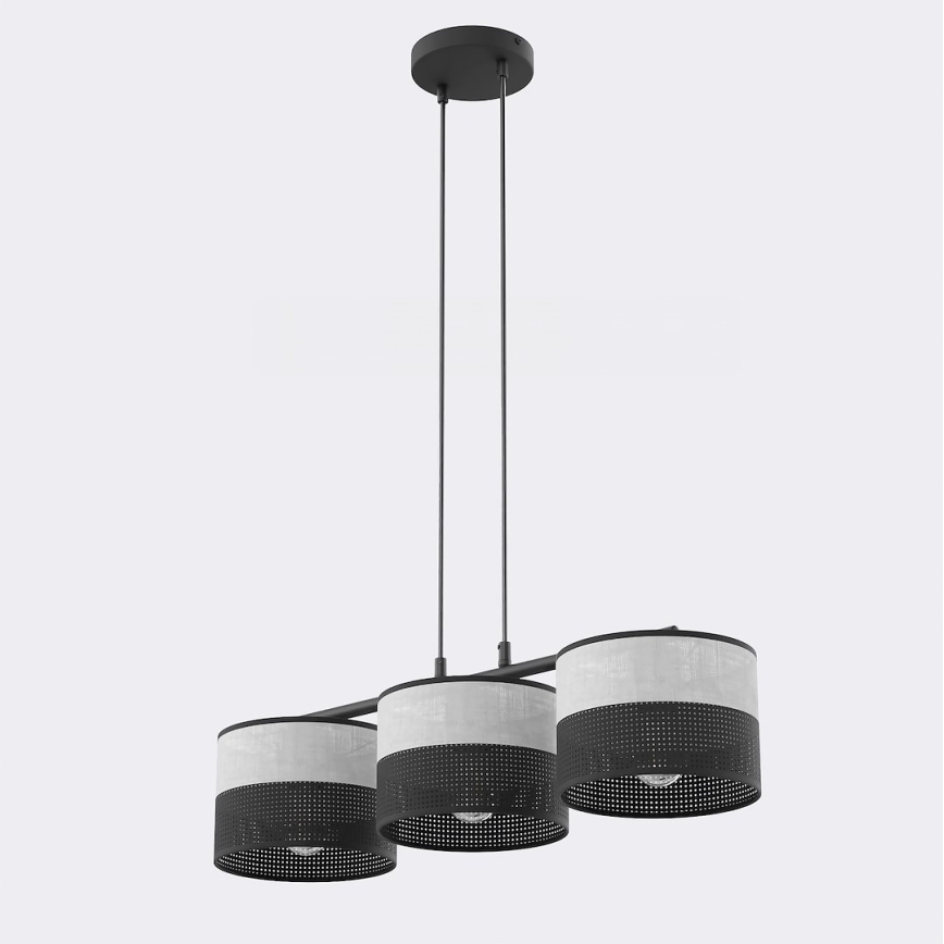 Suspension sur câble KARBON 3xE27/15W/230V noir/gris