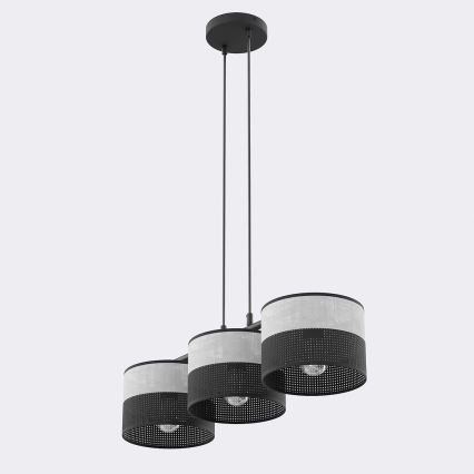 Suspension sur câble KARBON 3xE27/15W/230V noir/gris