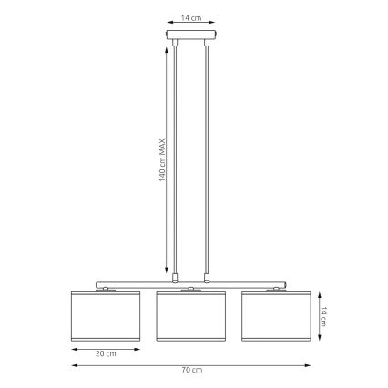 Suspension sur câble KARBON 3xE27/15W/230V noir/gris