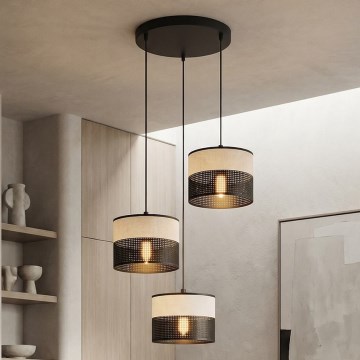 Suspension sur câble KARBON 3xE27/15W/230V noir/gris