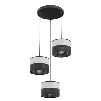 Suspension sur câble KARBON 3xE27/15W/230V noir/gris