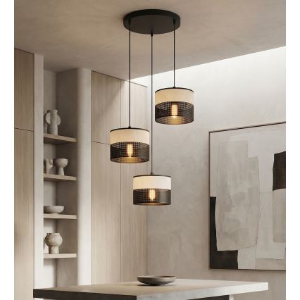 Suspension sur câble KARBON 3xE27/15W/230V noir/gris