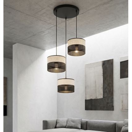 Suspension sur câble KARBON 3xE27/15W/230V noir/gris